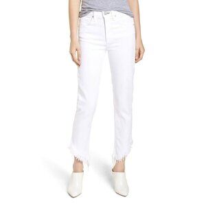 McGuire Womens Valletta Cropped Jeans Asymmetrical Fringe Hem White size 25